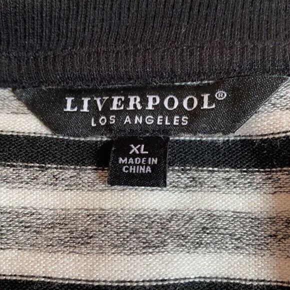 Liverpool Sweater Womens XL Gray Black Striped Brushed Knit Soft Cozy Stretch - Picture 10 of 13
